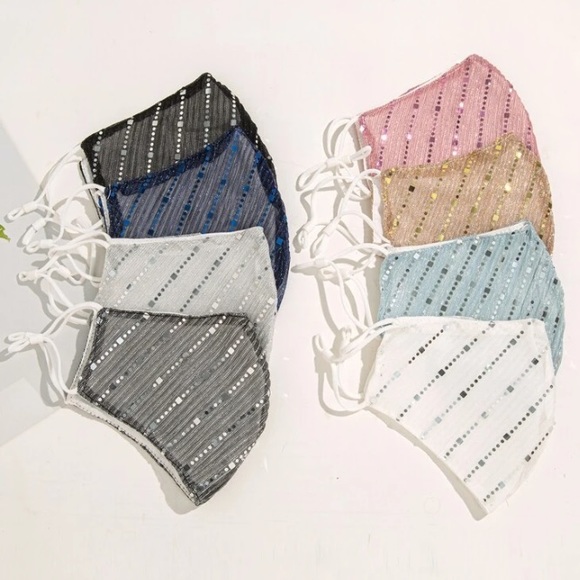 None Accessories - Bundle Of 8 Mesh Sequined Adjustable Face Masks